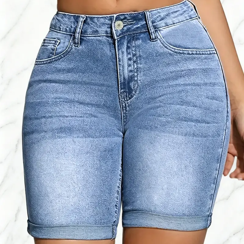 Women's Washed Slim-Fit Jeans (with Pockets)