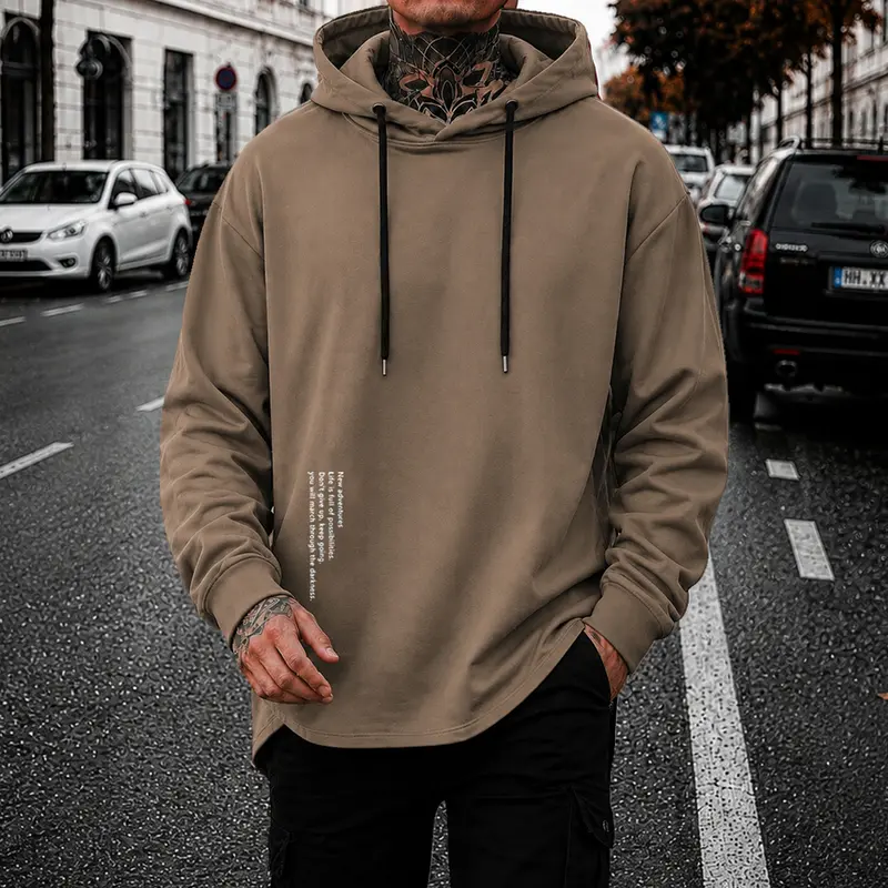 Men's Minimalist Casual Hooded Knit Sweatshirt