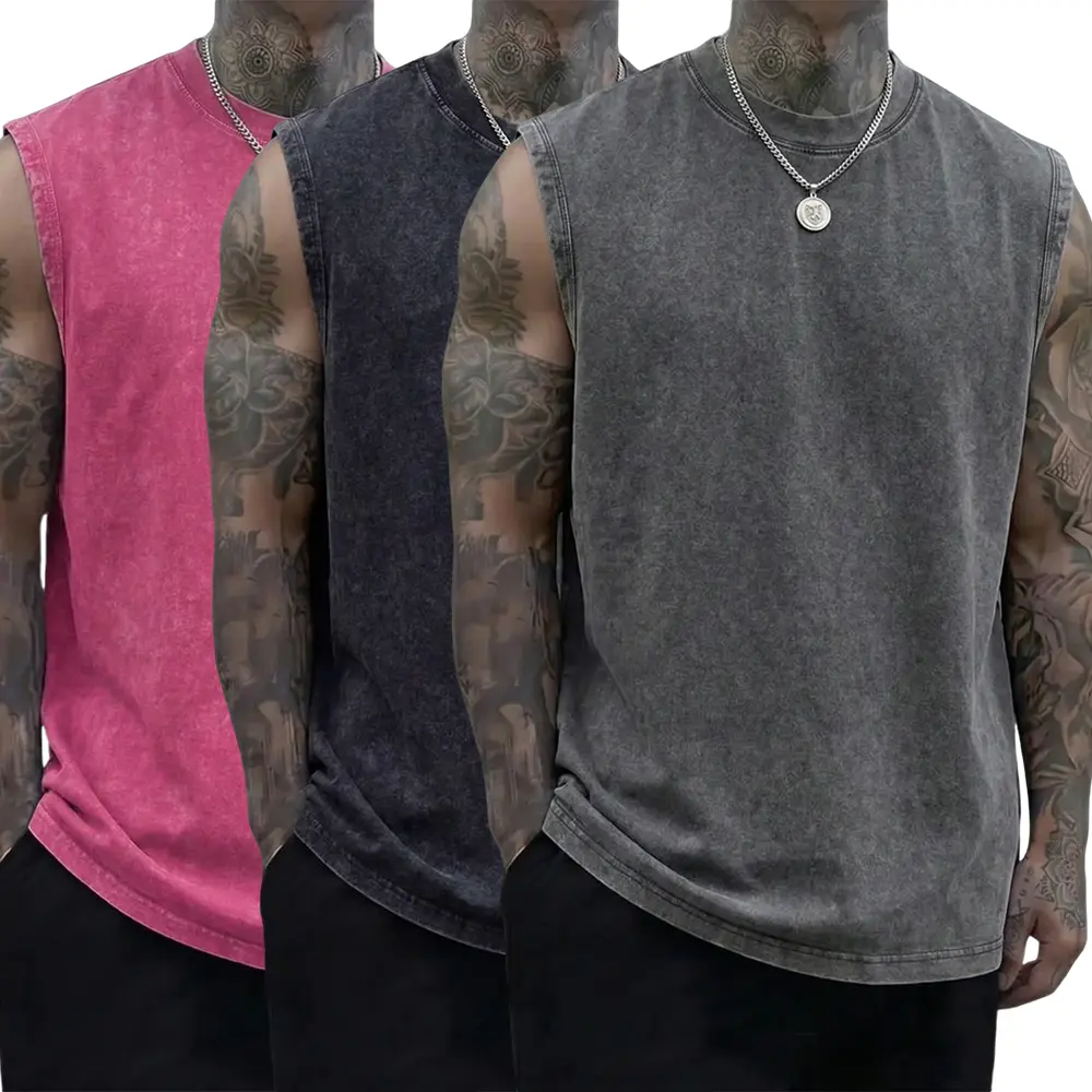 Men's 230g Heavyweight Pure Cotton Vintage Sleeveless Tank Top