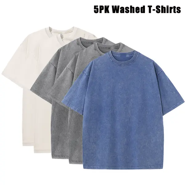 Men’s Extra Large Heavyweight Cotton Fitness T-Shirts - 5 Pack