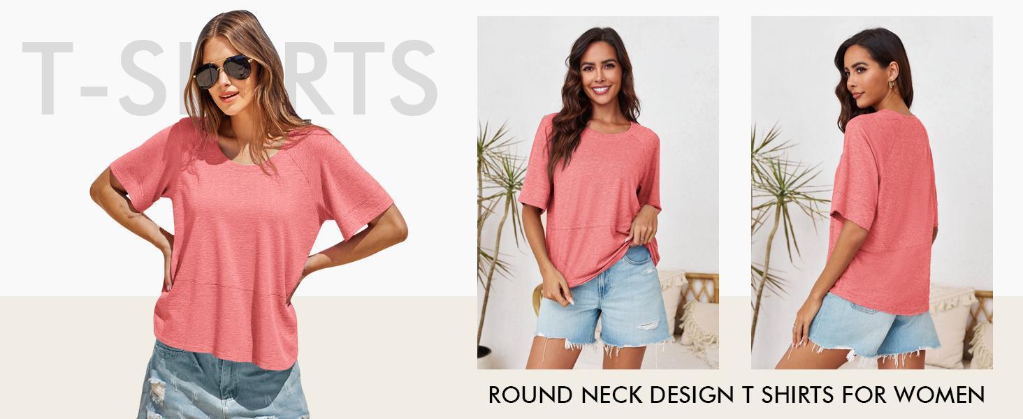 Imily Bela Women's Summer Casual Crewneck Batwing Half Sleeve T-Shirts Solid Color Loose Fit Cute Basic Flowy Tops Tees Blouses Imily Bela Women's Summer Casual Crewneck Batwing Half Sleeve T-Shirts Solid Color Loose Fit Cute Basic Flowy Tops Tees Blouses