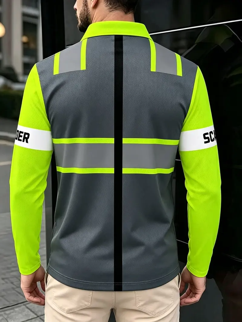 Men's Long-Sleeve Safety-Style Polo Shirt