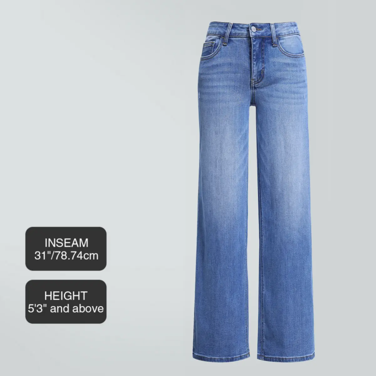 Low-to-mid rise, loose-fit BBL-style jeans