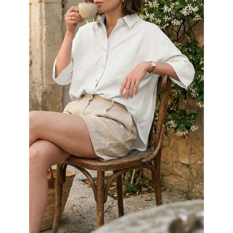 Women's Loose-Fit Button-Down Shirt for Summer