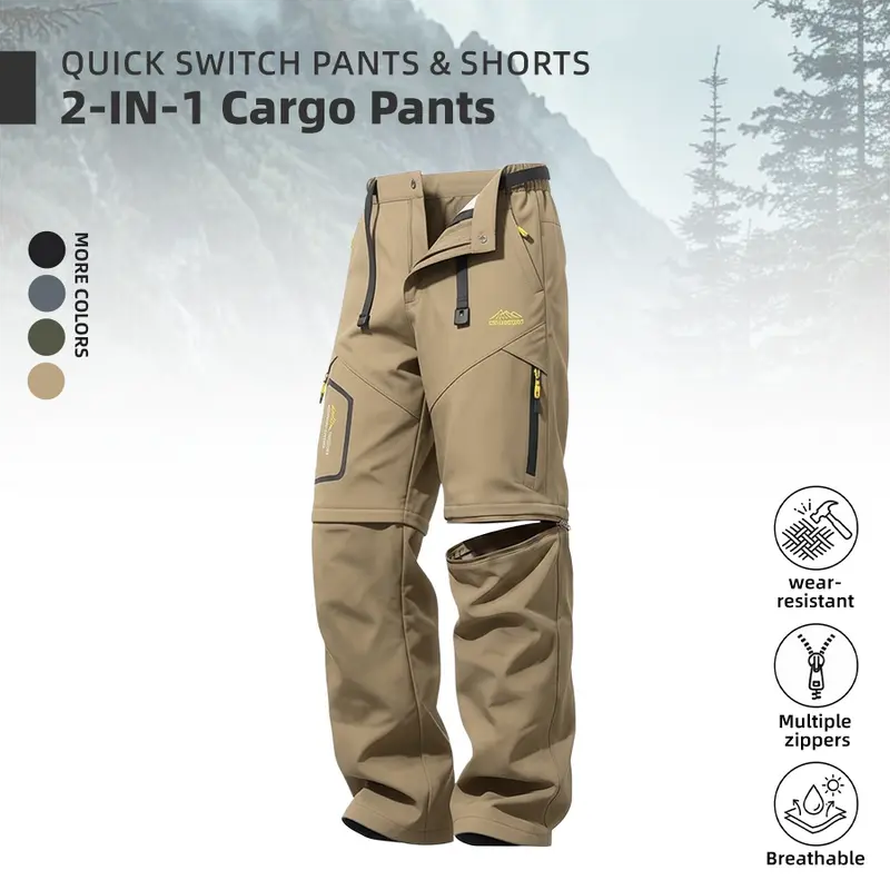 Men's Summer 2-in-1 Cargo Pants – Convertible Design (Long Pants/Athletic Shorts)