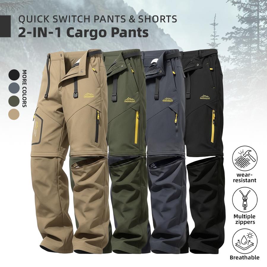 Men's Summer 2-in-1 Cargo Pants, Detachable Long Sports Shorts, Breathable Durable Tactical Utility Pants, Zipper & Multi-Pocket Outdoor Pants, Suitable for Outdoor Hiking, Camping, Mountaineering Men's Summer 2-in-1 Cargo Pants, Detachable Long Sports Shorts, Breathable Durable Tactical Utility Pants, Zipper & Multi-Pocket Outdoor Pants, Suitable for Outdoor Hiking, Camping, Mountaineering