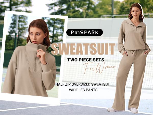 Pinspark Women's Two-Piece Sports Set Long-Sleeved Half-Zip Cardigan Sweatshirt Sports Pants Comfortable Wear Multiple Colors Sizes The product is relatively thin Runs large,back to school,back to school haul