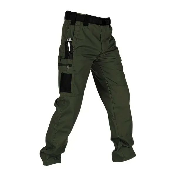 Men's Tactical Work Pants with Multi-Pocket Zipper Design