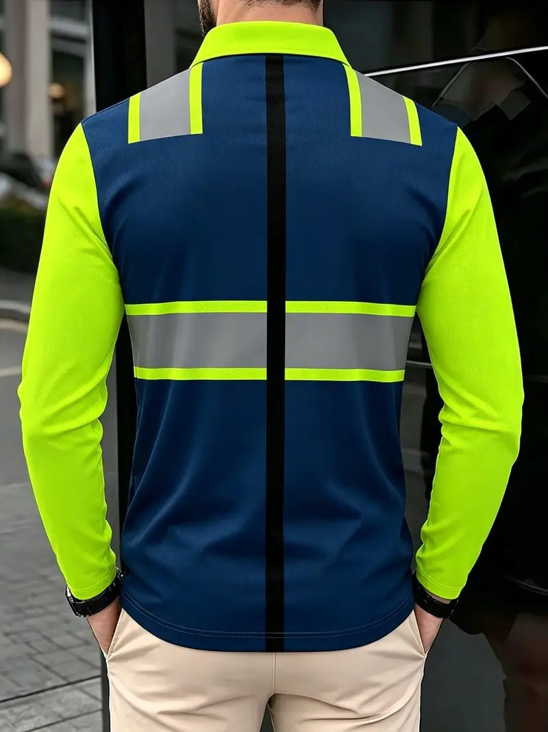Men's Long-Sleeve Safety-Style Polo Shirt