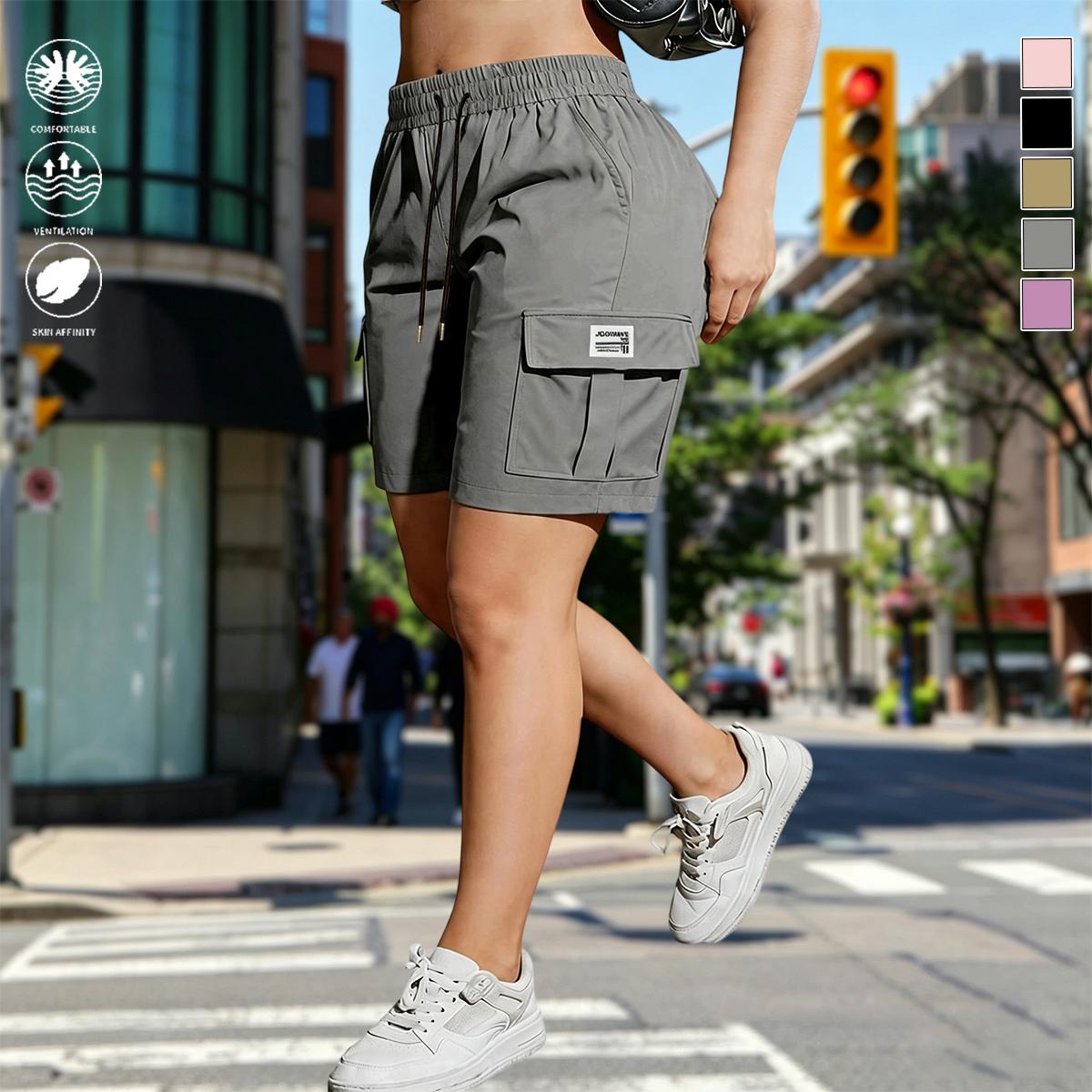 Pack of 4 women’s outdoor cargo shorts—breathable, quick-drying, multi-pocket design, solid color, drawstring elastic waistband; suitable for outdoor sports and casual wear; summer shorts, women’s shorts.,back to school shopping Pack of 4 women’s outdoor cargo shorts—breathable, quick-drying, multi-pocket design, solid color, drawstring elastic waistband; suitable for outdoor sports and casual wear; summer shorts, women’s shorts.,back to school shopping