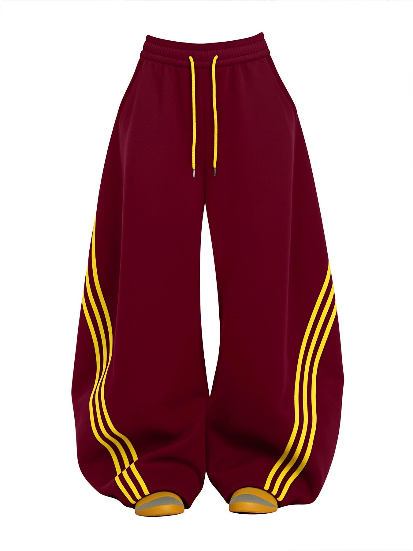 Summer Retro Striped Pattern Wide-Leg Pants, Women's Outdoor Sportswear, Casual Sporty Pants, Fashion Casual Drawstring Waist Long Pants, Gift for Her Summer Retro Striped Pattern Wide-Leg Pants, Women's Outdoor Sportswear, Casual Sporty Pants, Fashion Casual Drawstring Waist Long Pants, Gift for Her
