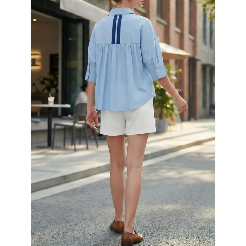 Women's Loose-Fit Button-Down Shirt for Summer