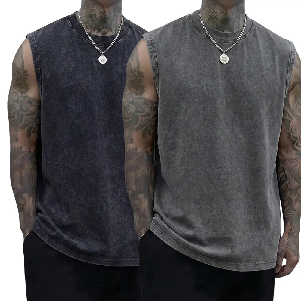Men's 230g Heavyweight Pure Cotton Vintage Sleeveless Tank Top