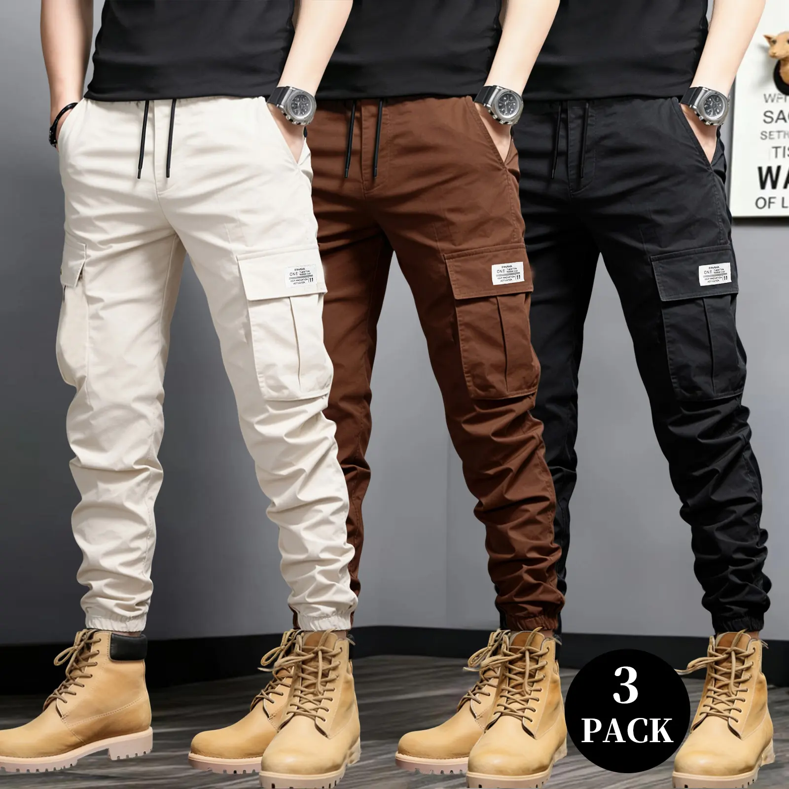 Men’s Slim Fit Cargo Jogger Pants with Multi-Pockets
