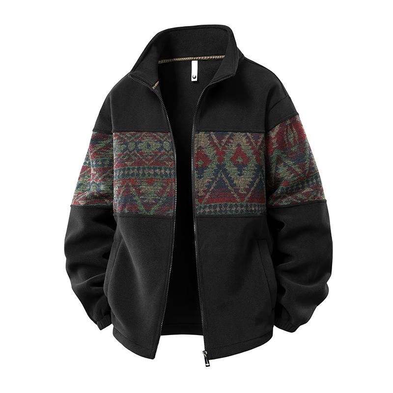 Men's Ethnic Pattern Full-Zip Fleece-Lined Long-Sleeve Knitwear Coat - Stand Collar, Casual Loose Male Clothing, Christmas Autumn-Winter Everyday Top (Sizes S-4XL) Men's Ethnic Pattern Full-Zip Fleece-Lined Long-Sleeve Knitwear Coat - Stand Collar, Casual Loose Male Clothing, Christmas Autumn-Winter Everyday Top (Sizes S-4XL)