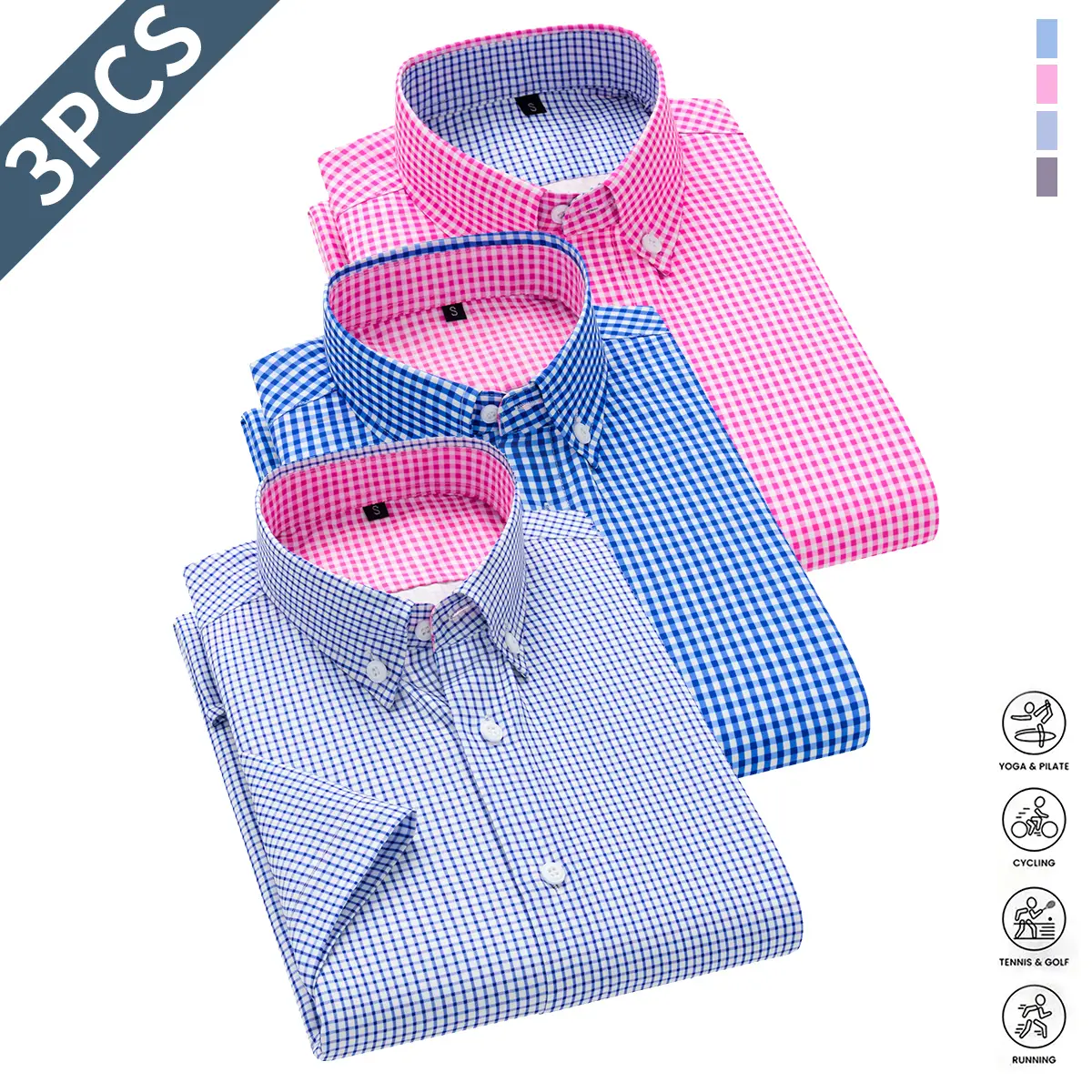 Men's Business-Casual Short-Sleeve Collared Shirt