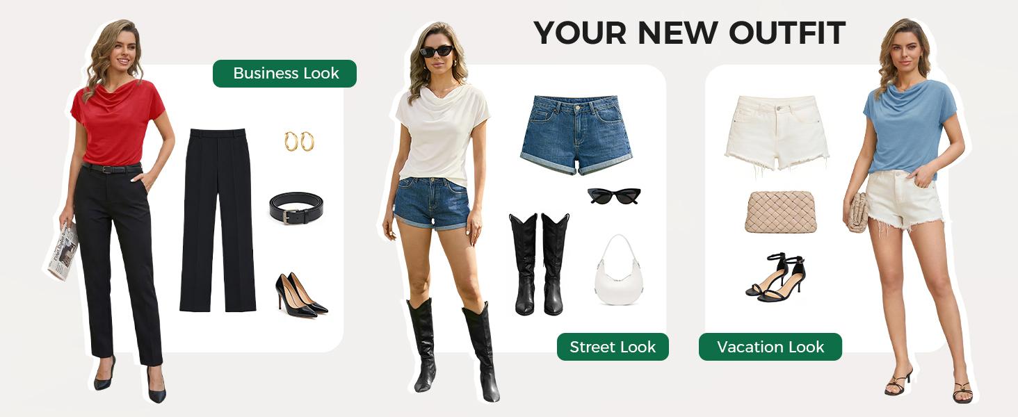 Fisoew Women's Dressy Short Sleeve Cowl Neck Sleeve Shirt Basic, Comfortable, Minimalist Business Casual Women's Tops for 2026 Spring Summer Work Office Style Wear, Fits, Blouses,back to school,back to school shopping, Shortsleeve Fisoew Women's Dressy Short Sleeve Cowl Neck Sleeve Shirt Basic, Comfortable, Minimalist Business Casual Women's Tops for 2026 Spring Summer Work Office Style Wear, Fits, Blouses,back to school,back to school shopping, Shortsleeve
