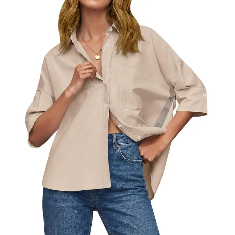 Women's Loose-Fit Button-Down Shirt for Summer