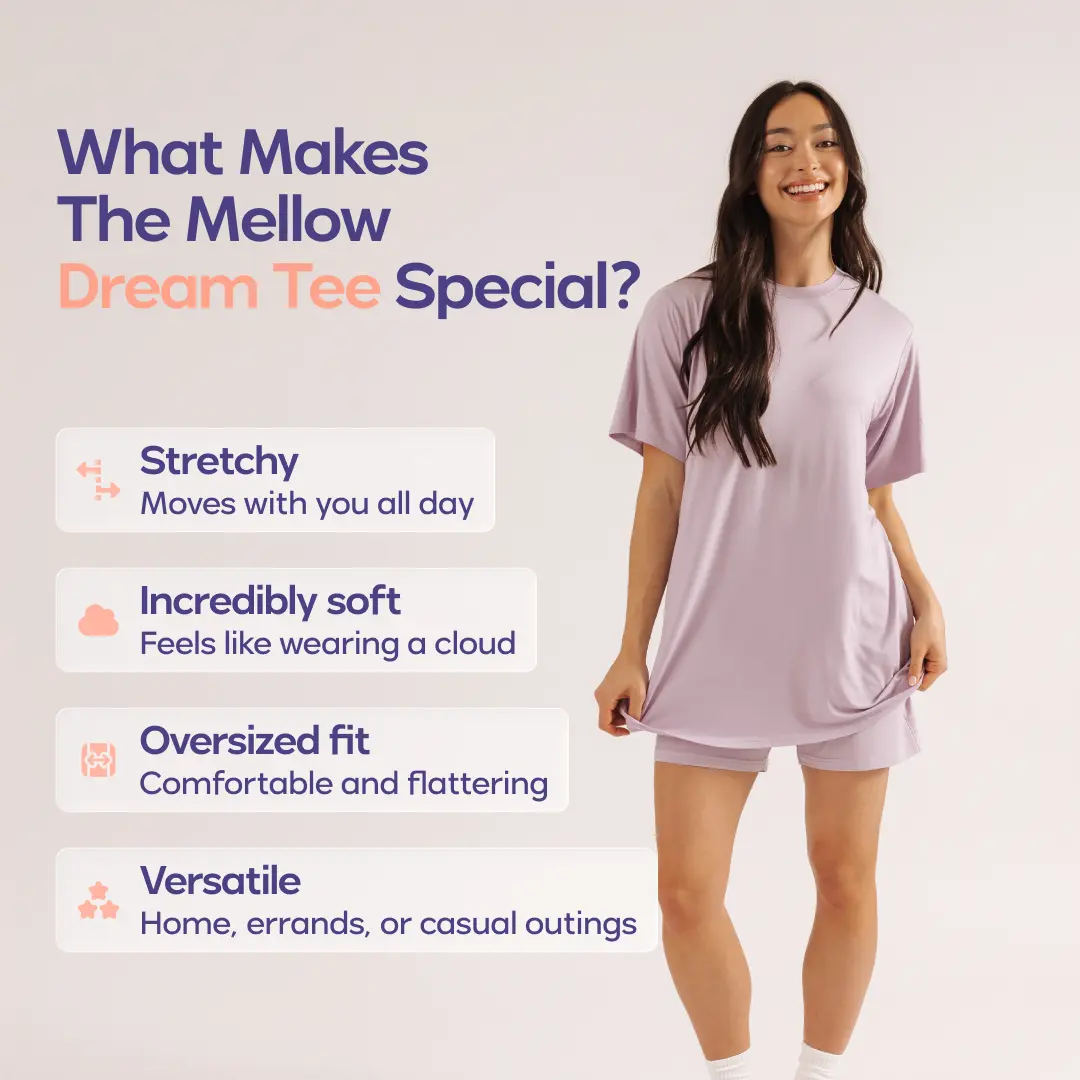 Mellow Sleep | Cooling DreamTee, Cooling Pajama, Breathable Summer Sleepwear & Cooling Loungewear, MellowSoft Stretch Fabric