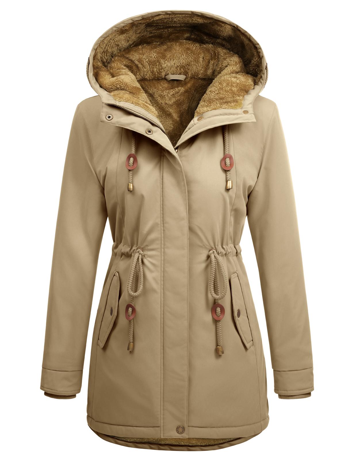 UMIPUBO Women's Fleece Lined Warm Parka Jacket - Water Repellent, Hooded, Long Sleeve, with Pockets, Warm & Cozy Women's Fleece Jackets for Daily Commute, Casual Tops Womenswear Outerwear Autumn Outerwear Casual Outdoor Outerwears