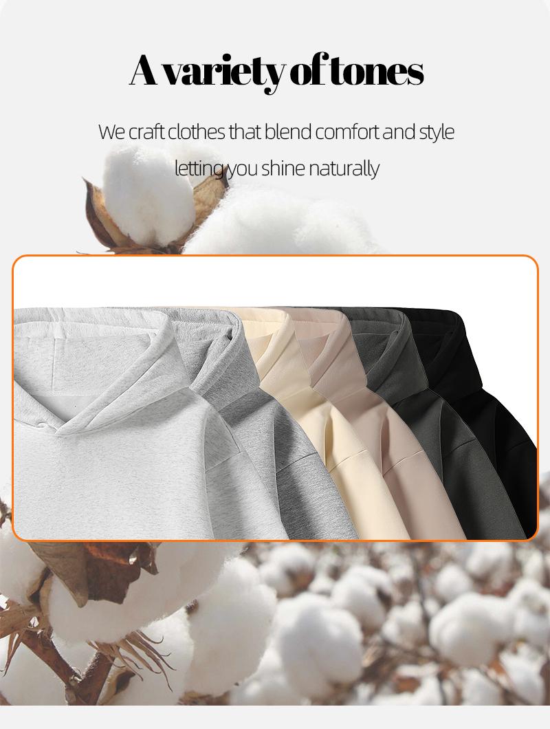 Men's Hoodie Cotton Blend Long Sleeve Pullover Regular Fit Soft Breathable Durable Everyday Comfort Machine Washable Casual Outdoor Urban Street Wear Black Beige