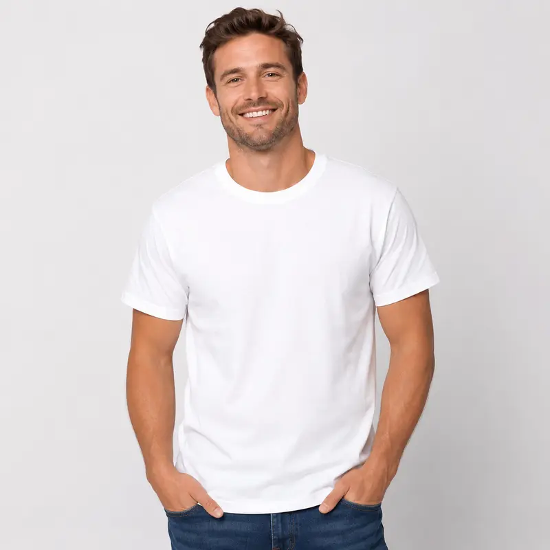 Men's 100% Cotton Crew Neck Short-Sleeve T-Shirt