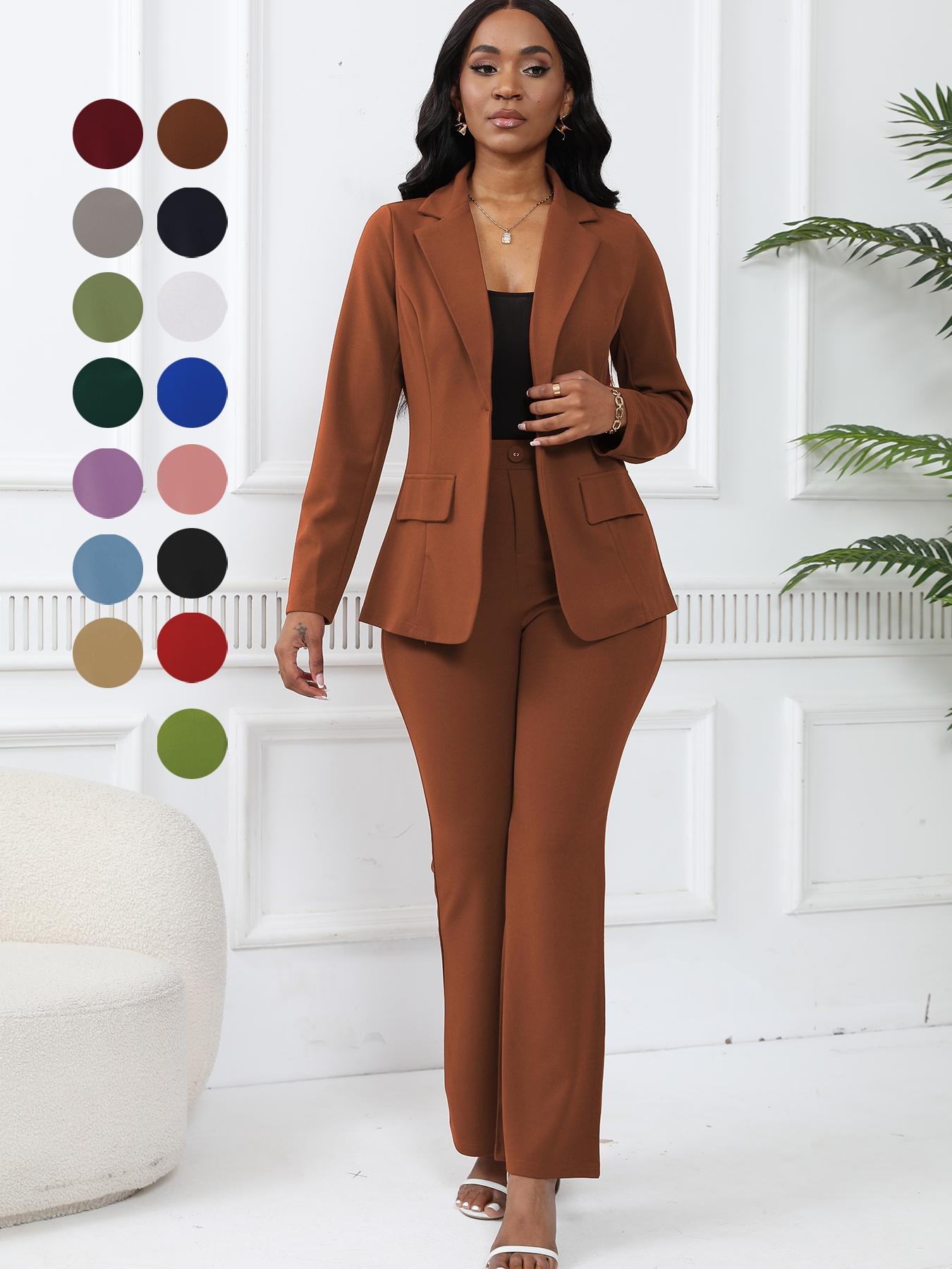 Women's Two-Piece Matching Set, Pants Set Outfit, Plain Button Lapel Fitted Blazer & Suit Pants, Business Casual Long Sleeve Outerwear & Trousers for Daily Outdoor Wear, Work Office Clothes, All Seasons, Essential Business Attire, Work Casual Blazers Women's Two-Piece Matching Set, Pants Set Outfit, Plain Button Lapel Fitted Blazer & Suit Pants, Business Casual Long Sleeve Outerwear & Trousers for Daily Outdoor Wear, Work Office Clothes, All Seasons, Essential Business Attire, Work Casual Blazers