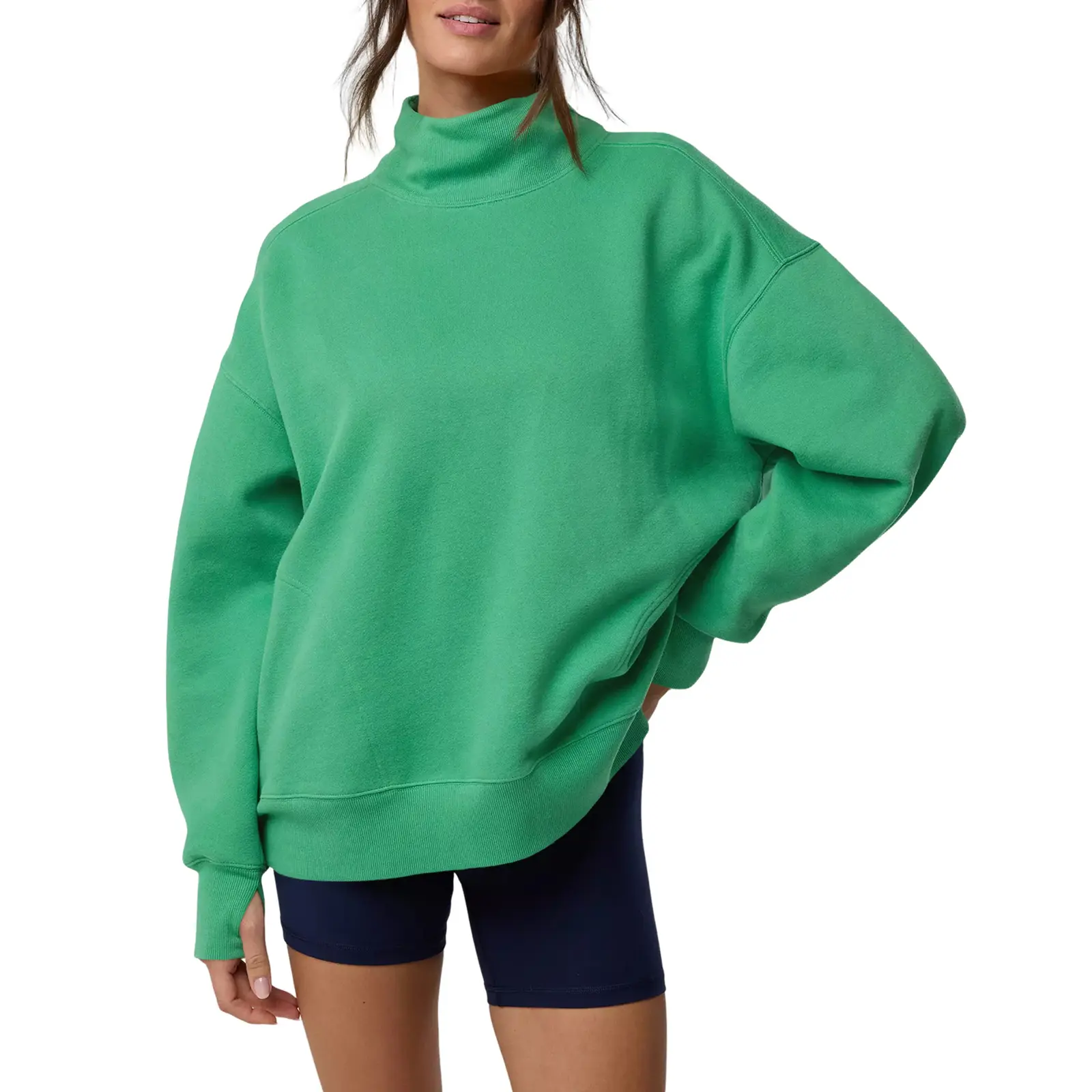 Women's Loose Mock-Neck Sweatshirt
