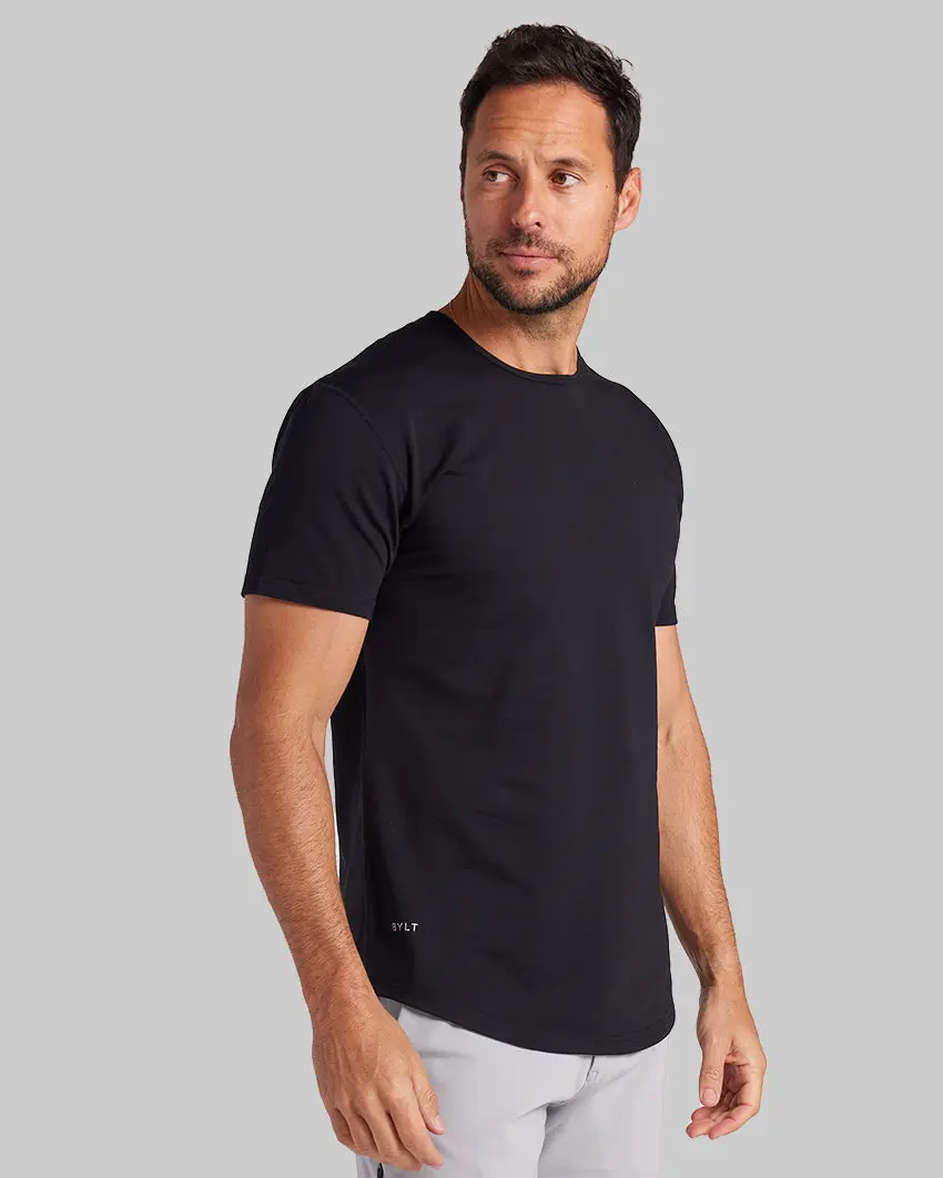 BYLT Drop-Cut LUX TShirt for Men - Fitted Crewneck Tee with 4-Way Stretch & Wrinkle-Resistant Fabric - Menswear Streetwear