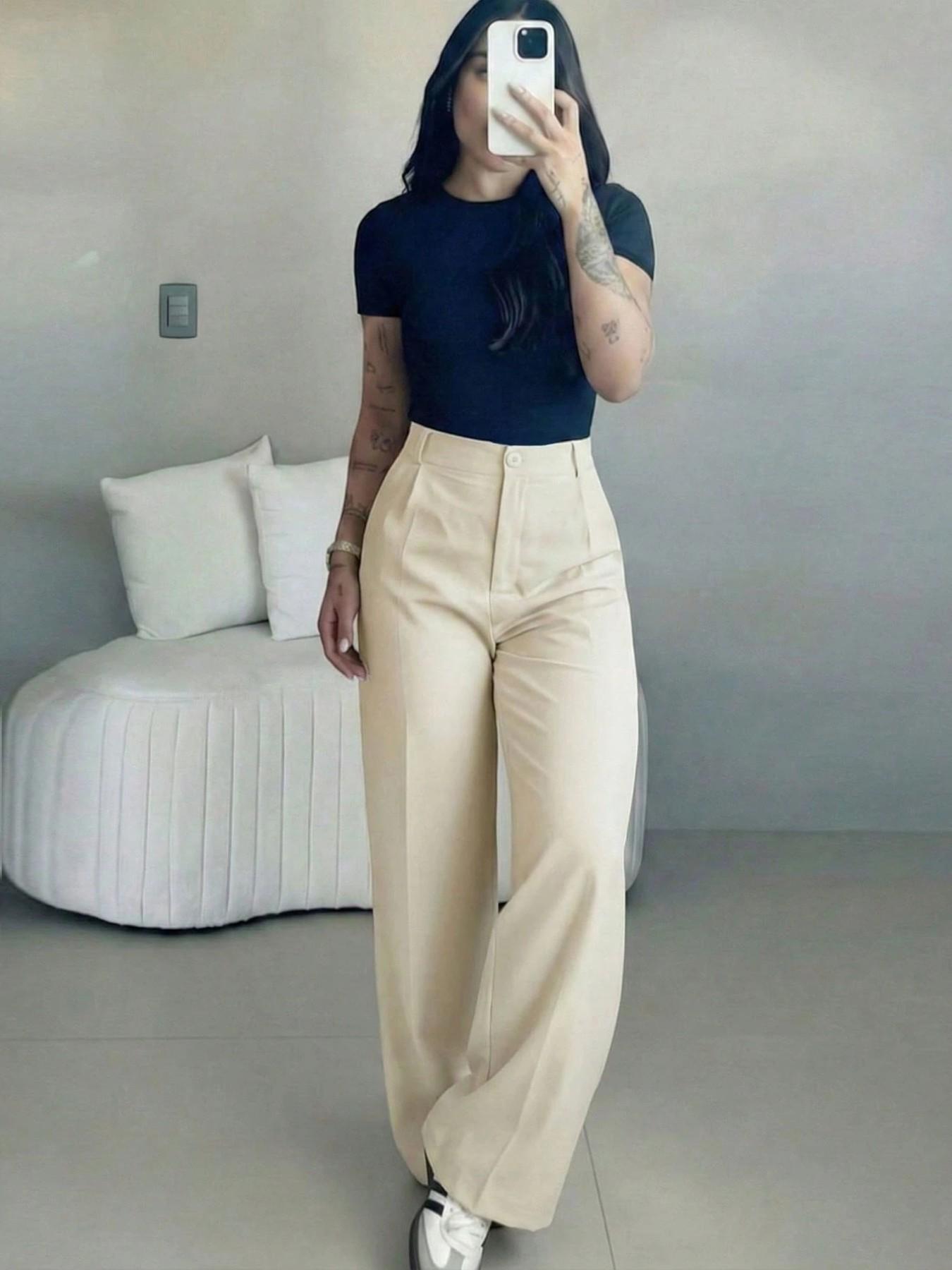 Women's High-Waisted Loose Casual Business Pants, Suitable for Office and Daily Wear, All-Season Commuter Trousers Bottoms Women's High-Waisted Loose Casual Business Pants, Suitable for Office and Daily Wear, All-Season Commuter Trousers Bottoms