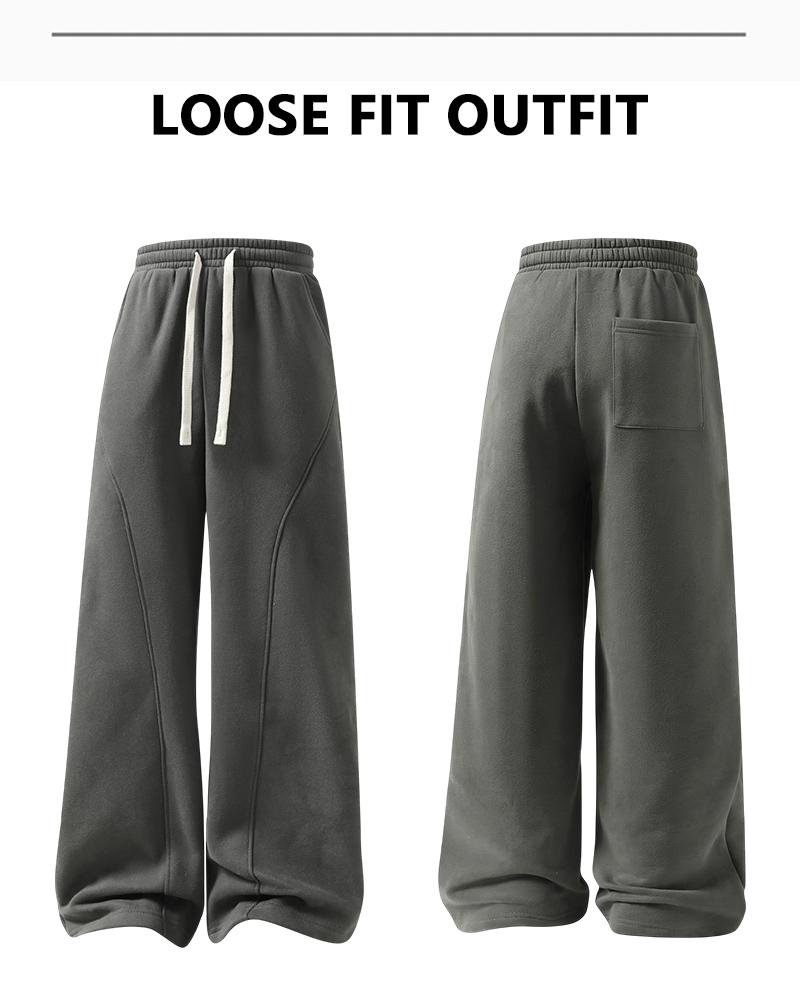 Men's Fleece Thermal Lined Sweatpants Oversize Drawstring Waist Casual Loose Pants for Fall Winter School Season Daily Wear Stylish Menswear Men's Fleece Thermal Lined Sweatpants Oversize Drawstring Waist Casual Loose Pants for Fall Winter School Season Daily Wear Stylish Menswear