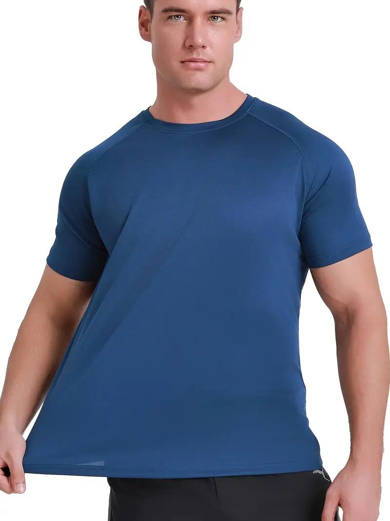 Men's Plus Size 5-Pack Quick Dry Breathable Athletic Apparel, Dry Fit Tech Sporty Sports Tops, Gym & Summer Fitness Workout Shirts Fitted Sportswear Activewear Tees,summerwins,travel essentials,camping essentials