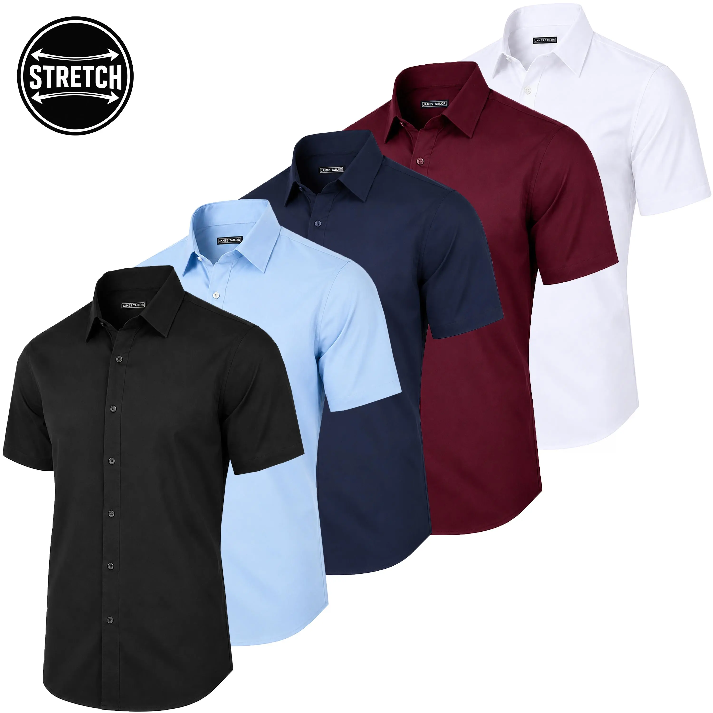 Men's Short-Sleeve Stretch Dress Shirt