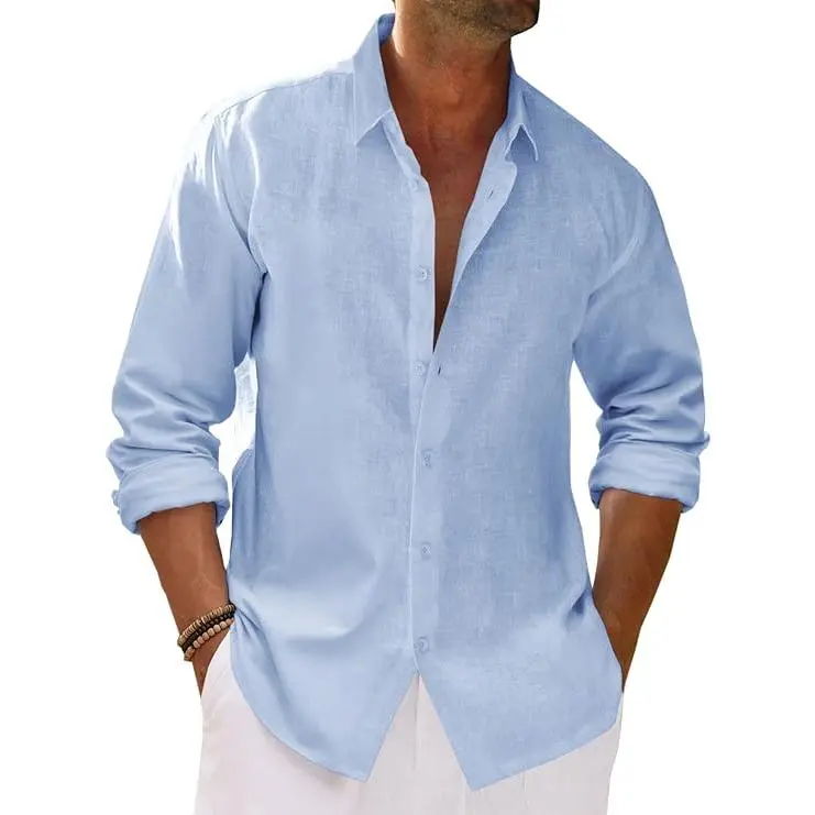 Men's Cotton-Linen Long-Sleeve Shirt