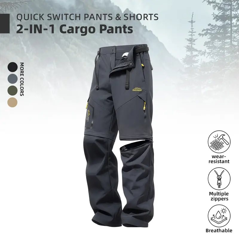 Men's Summer 2-in-1 Cargo Pants – Convertible Design (Long Pants/Athletic Shorts)