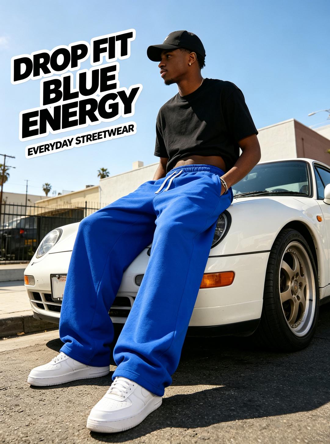 Men's All-Season Athletic Pants, Loose-Fit Wide-Leg Street Style with Deep Pockets, Soft Breathable Athleisure Wear, Cotton Blend, Machine Wash, Streetwear Clothing, Sports Clothing