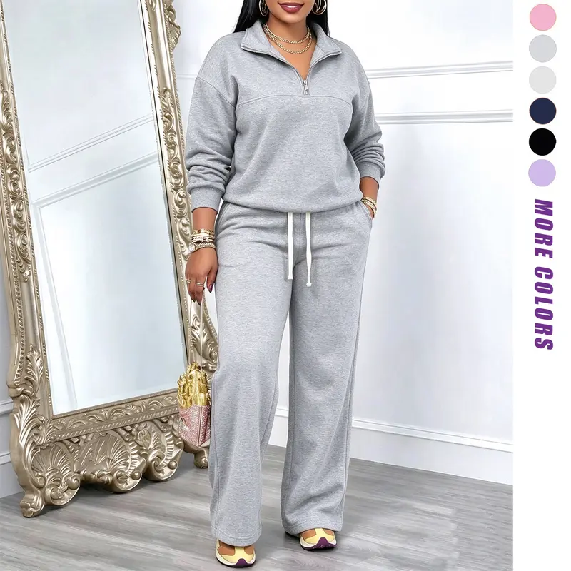 JOGWAVE women’s autumn/winter solid-color sweatshirt and sweatpants set, half-zip front sweatshirt and fleece-lined sweatpants, suitable for sports, casual wear, outings, fashionable and trendy, Christmas gift JOGWAVE women’s autumn/winter solid-color sweatshirt and sweatpants set, half-zip front sweatshirt and fleece-lined sweatpants, suitable for sports, casual wear, outings, fashionable and trendy, Christmas gift