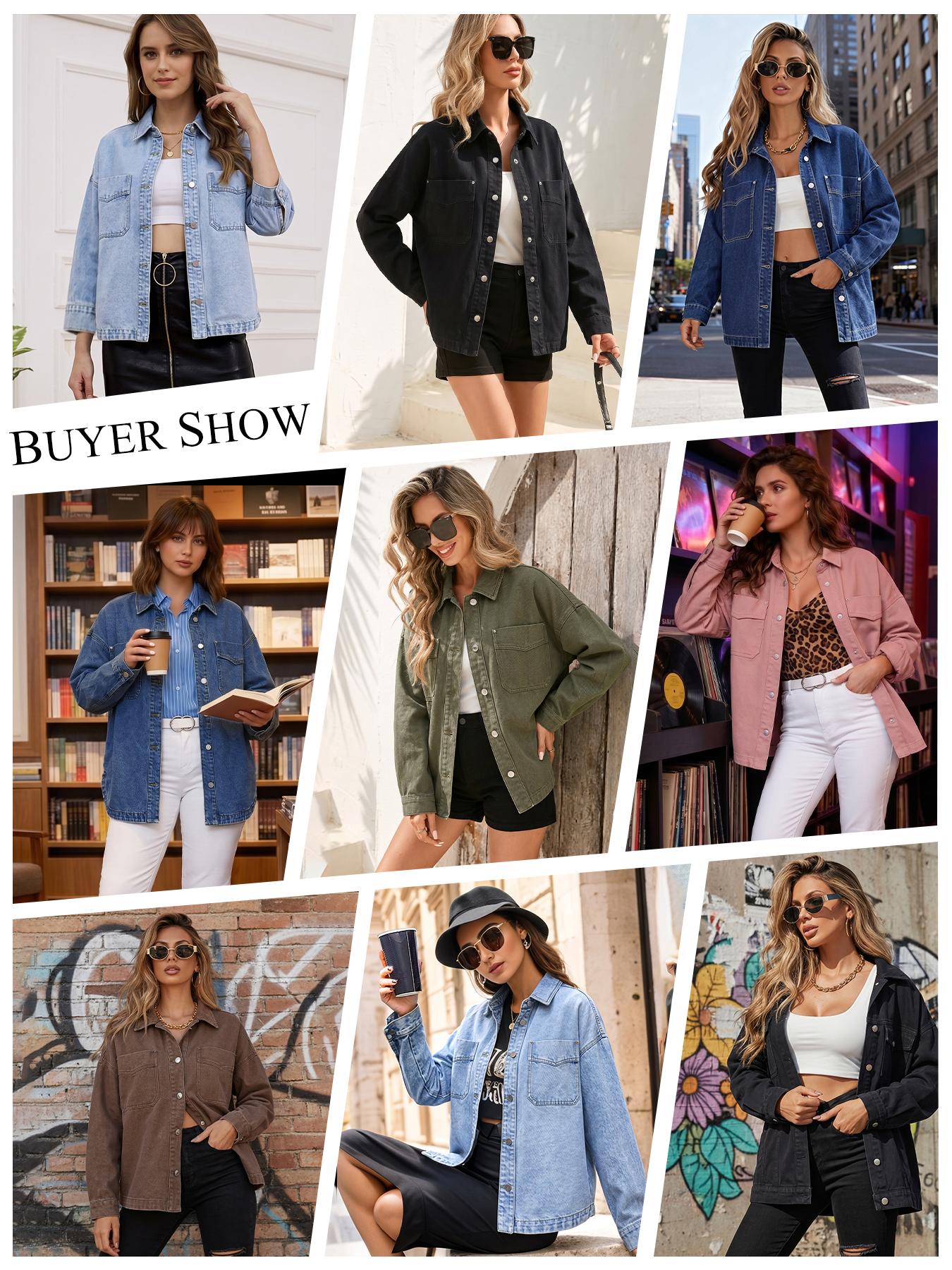 Long Sleeve Denim Jacket for Women,Drop Shoulder Curved Hem Denim, Classic Button Down Denim Jacket with Chest Pockets, Fashion Women's Clothing for Daily Wear, Vintage Western Trucker Jacket, Outerwear Long Sleeve Denim Jacket for Women,Drop Shoulder Curved Hem Denim, Classic Button Down Denim Jacket with Chest Pockets, Fashion Women's Clothing for Daily Wear, Vintage Western Trucker Jacket, Outerwear
