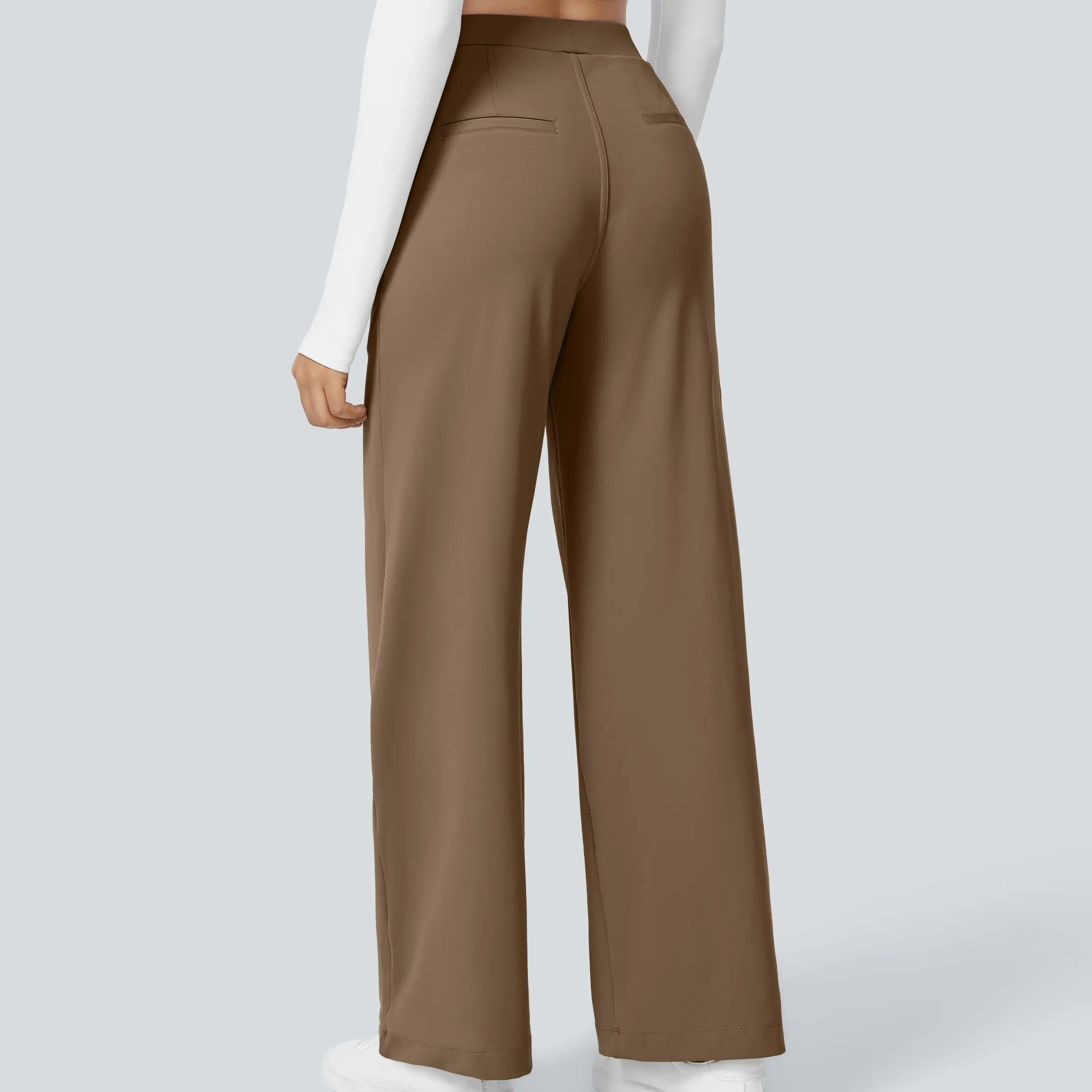 High-waisted straight-leg work trousers with pockets