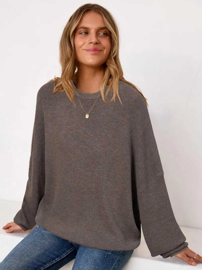 Women's Loose-Fit Wool-Blend Crew-Neck Sweater