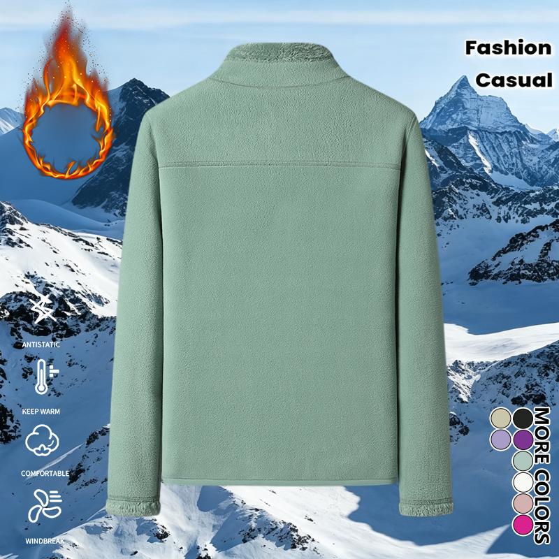 Women&rsquo;s winter double-sided fleece jacket, 1 piece, with zippered pockets&mdash;stylish and comfortable coral fleece jacket