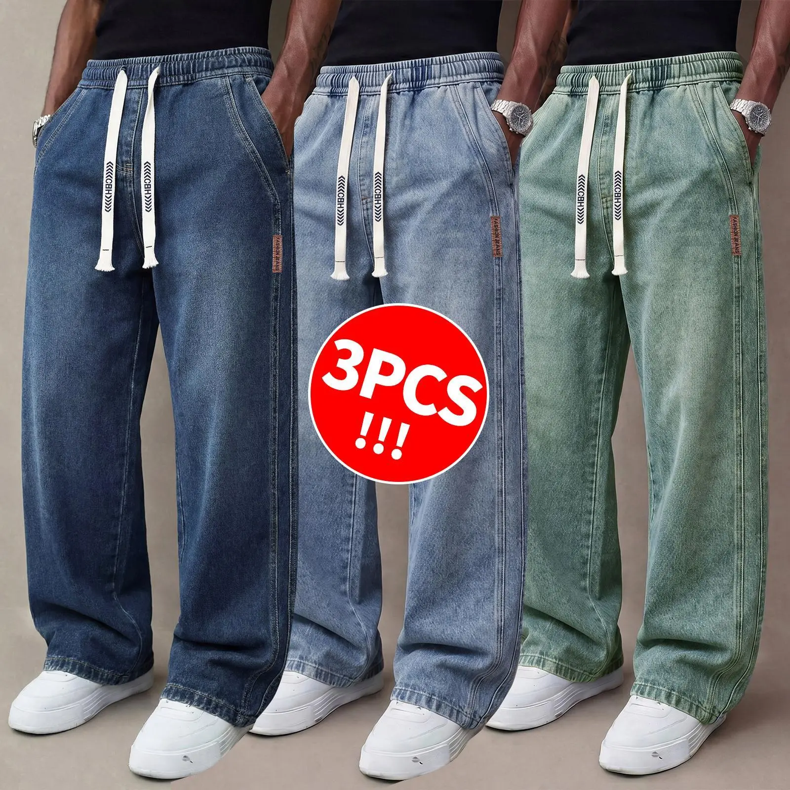 Men's Stretch Cotton Loose Fit Jeans