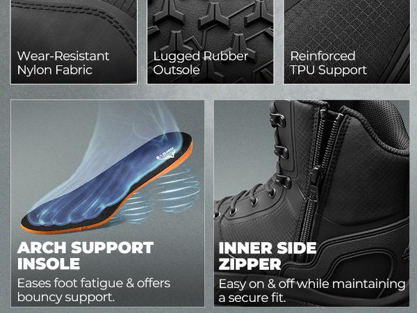 【SohoChic】NORTIV 8 Men's Nano Composite Toe Work Safety Boots, Nylon Cuban Lace-Up with Side Zipper, All-Season Round Toe Warehouse Carpenter Footwear, Outdoor Closed Injury Prevention Shoes, Men's Shoes, Footwear, Fabric, Laces 【SohoChic】NORTIV 8 Men's Nano Composite Toe Work Safety Boots, Nylon Cuban Lace-Up with Side Zipper, All-Season Round Toe Warehouse Carpenter Footwear, Outdoor Closed Injury Prevention Shoes, Men's Shoes, Footwear, Fabric, Laces