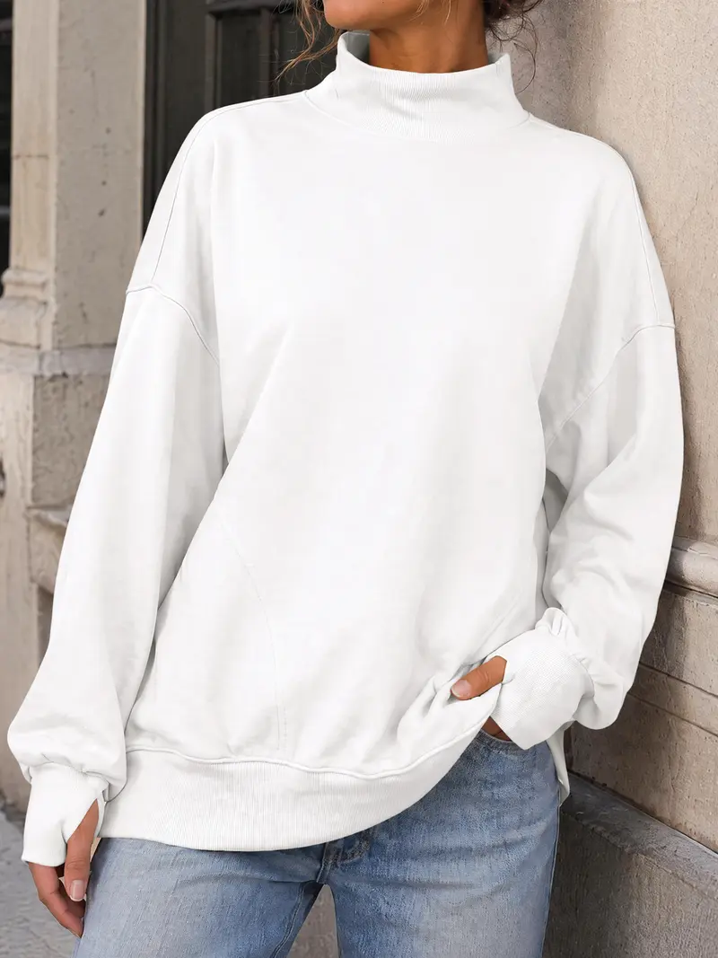 Women's Loose Mock-Neck Sweatshirt