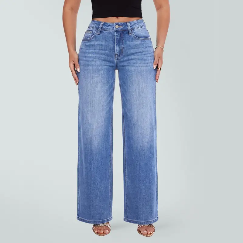 Low-to-mid rise, loose-fit BBL-style jeans