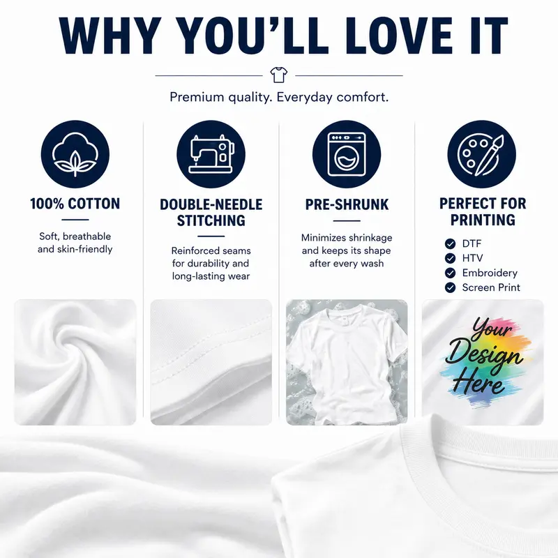 Men's 100% Cotton Crew Neck Short-Sleeve T-Shirt