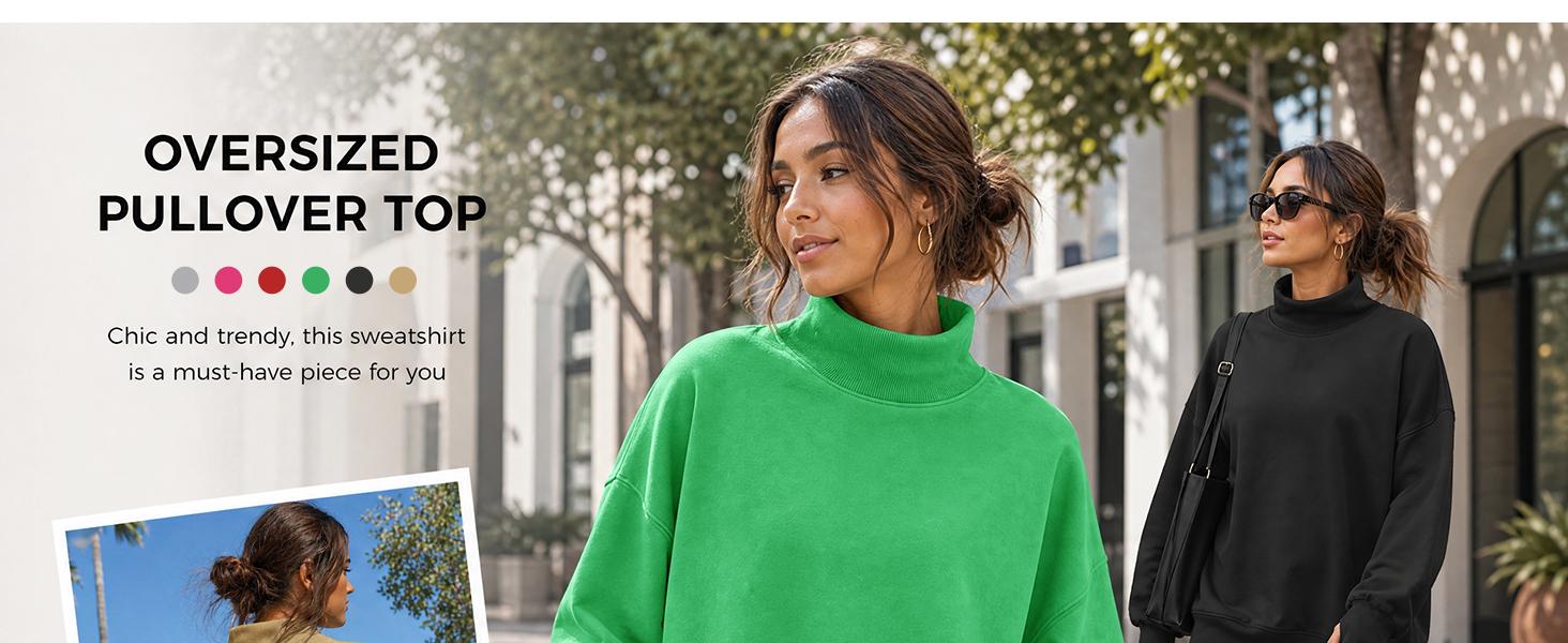 Fisoew Women's Oversized Mock Neck Sweatshirt Cozy Funne Neck Pullover with Thumbholes Casual Loungewear Top,back to school,back to school shopping Fisoew Women's Oversized Mock Neck Sweatshirt Cozy Funne Neck Pullover with Thumbholes Casual Loungewear Top,back to school,back to school shopping