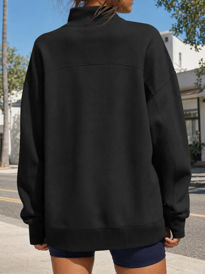 Women's Loose Mock-Neck Sweatshirt