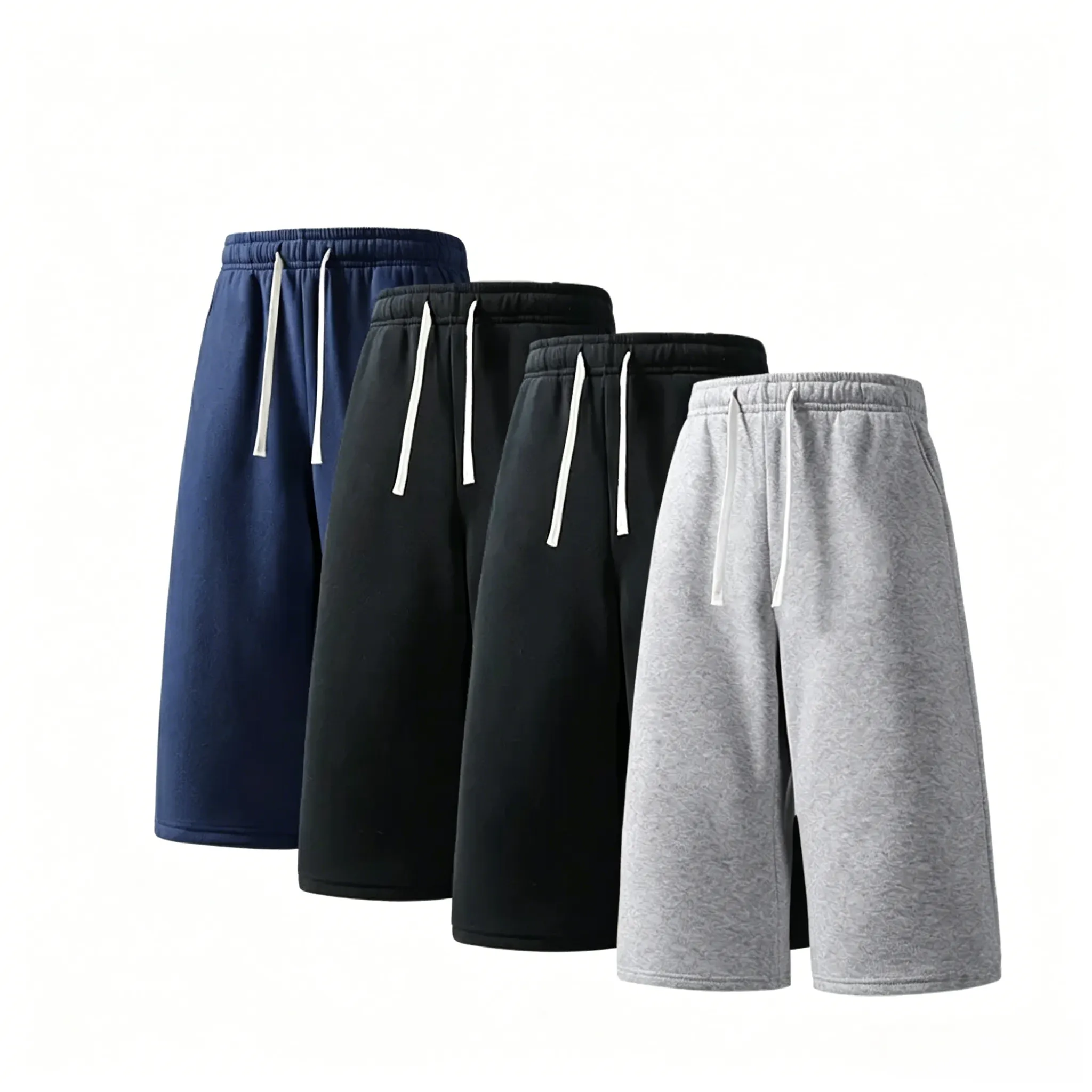 (4-pack)Men’s Casual Sweat Stretchable Breathable Knee-Length Shorts