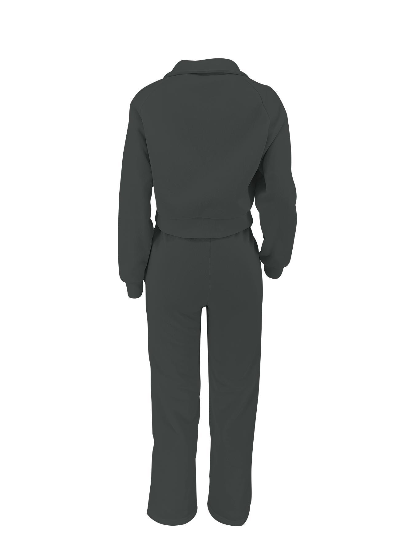 Women's Solid Long Sleeve Sweatshirt & Drawstring Adjustable Waist Pants Set, Casual Fashion Cozy Two-piece Outfit for Daily Outdoor Wear, Women's Clothes for All Seasons, Womenswear
